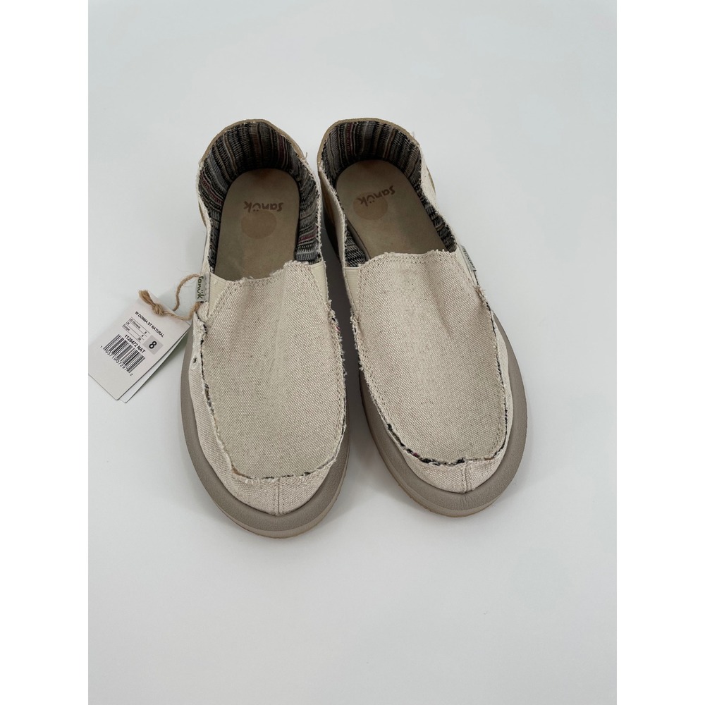 Sanuk Donna ST Natural Womens 8 Hemp Canvas Blanket Slip On Loafer Shoes New